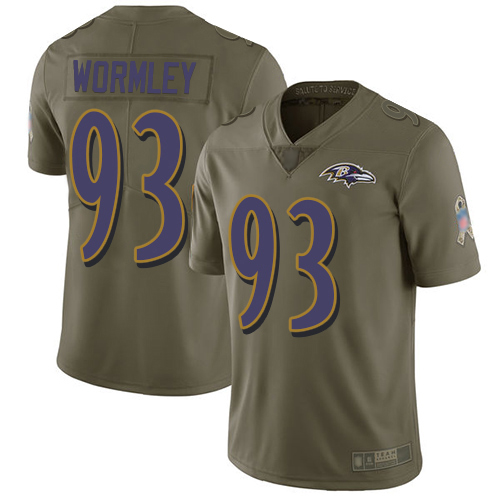 Baltimore Ravens Limited Olive Men Chris Wormley Jersey NFL Football #93 2017 Salute to Service->youth nfl jersey->Youth Jersey